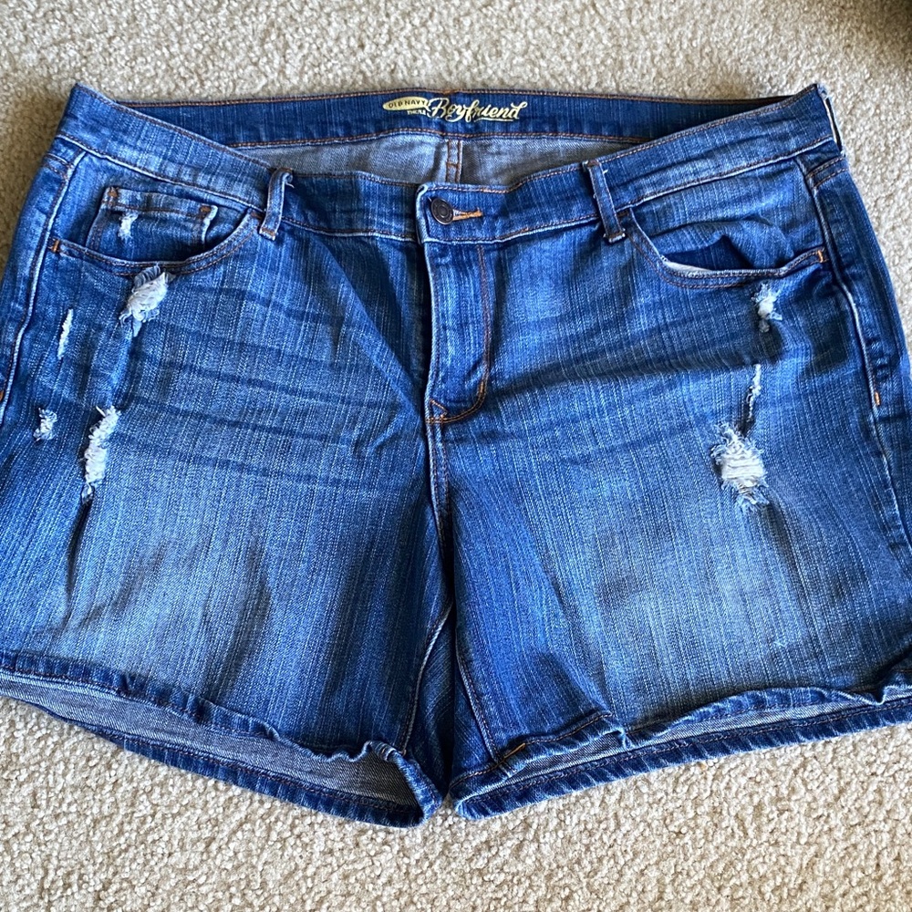 Old Navy Women's Distressed Jean Shorts - Dark Blue